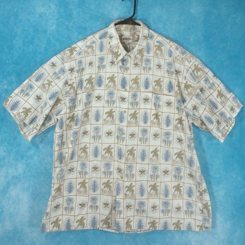 Campia Moda Men's Hawaiian Shirt, Cotton, Tan/Beige, Size XXL 2XL